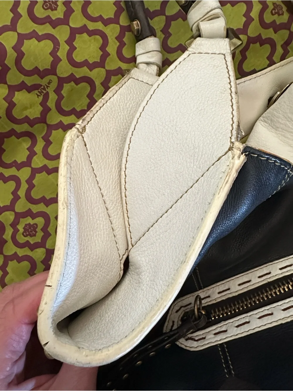 ORYANY Studded Leather Hobo Shoulder Bag – Brown & Cream Boho Moto Luxe